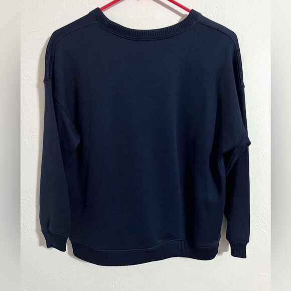 J. Crew navy blue luxe cropped sweatshirt with bracelet length sleeves, size XXS - Picture 4 of 7